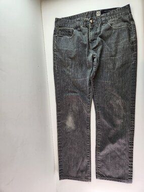 Marc Ecko Cut & Sew Slim Leg Denim Gray/Black Jeans Mens Size 34x32